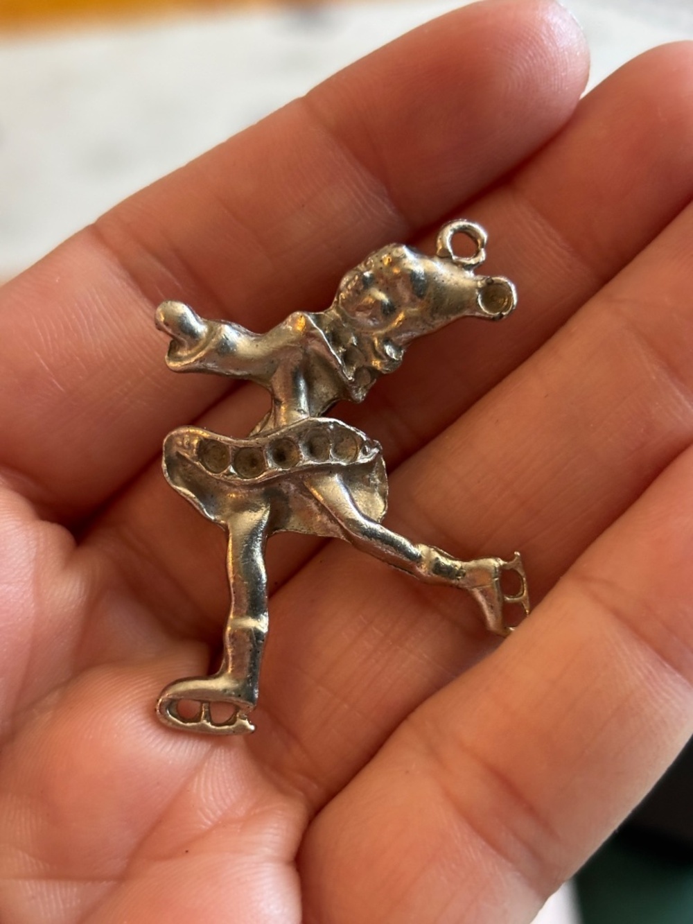 Vintage brooch skating girl silver * accepting offers